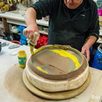 John Higgins at work in his studio 2018